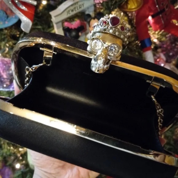 Alexander McQueen Skull Queen Jeweled Crown Box clutch Crossbody - Archive Rare - Picture 12 of 16